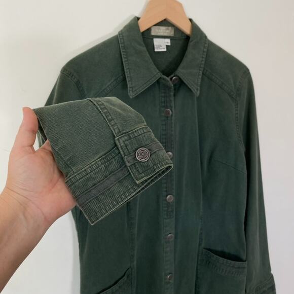 VTG Territory Ahead Womens Corduroy Shirt Dress Size 10 Button Front Knee Length - Picture 5 of 11